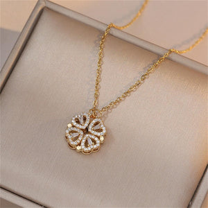 2 in 1 Magnetic four leaf clover necklace